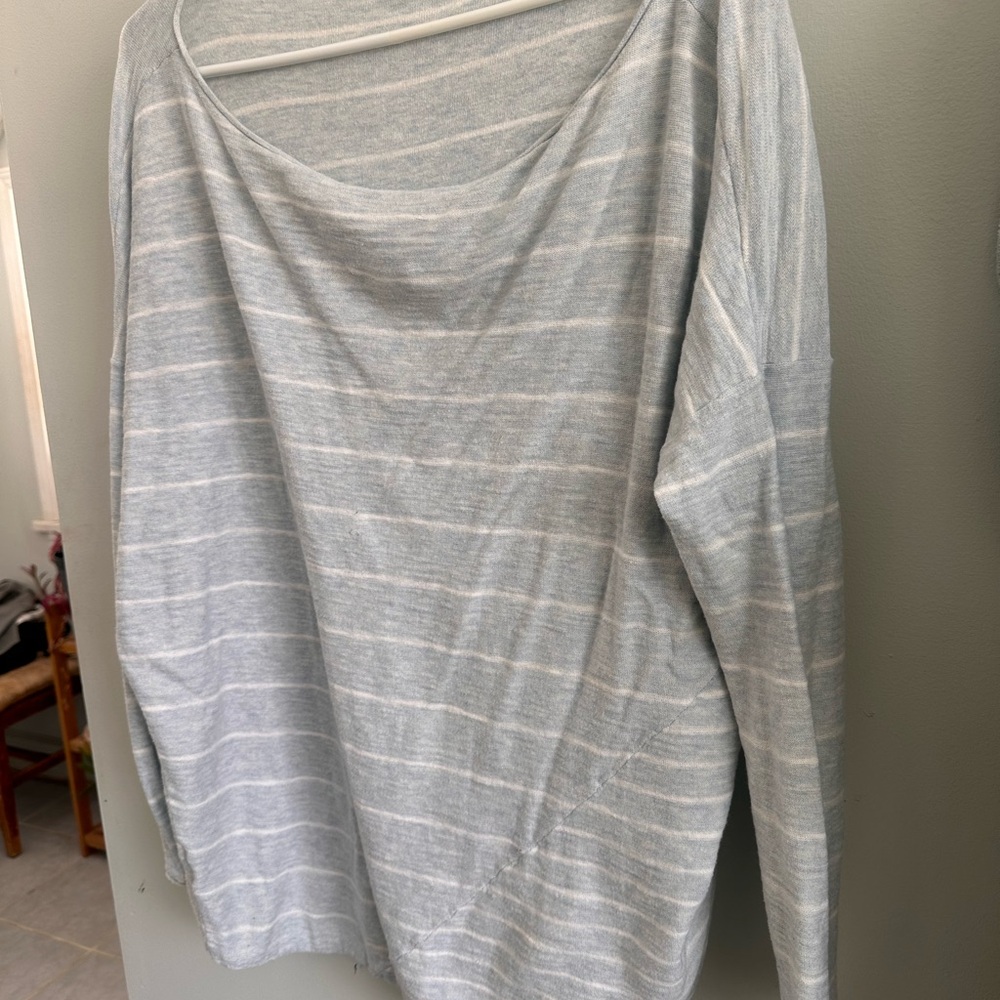 Lou & Grey Pale Blue and White Striped Knit Tee